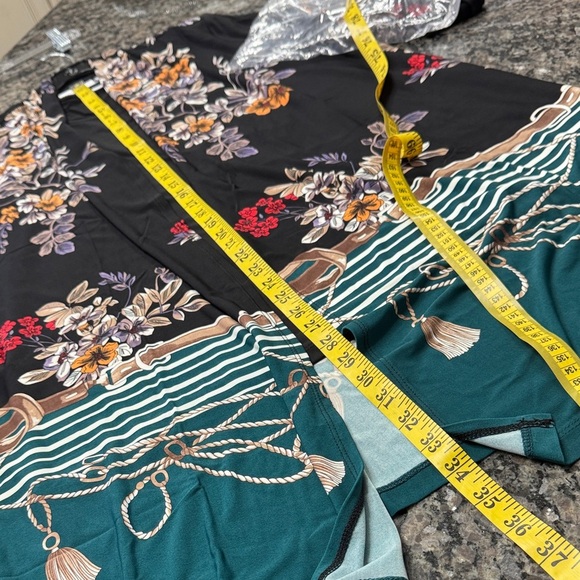 Susan Graver Black Floral Kimono and shirt set NEW L - Picture 8 of 12